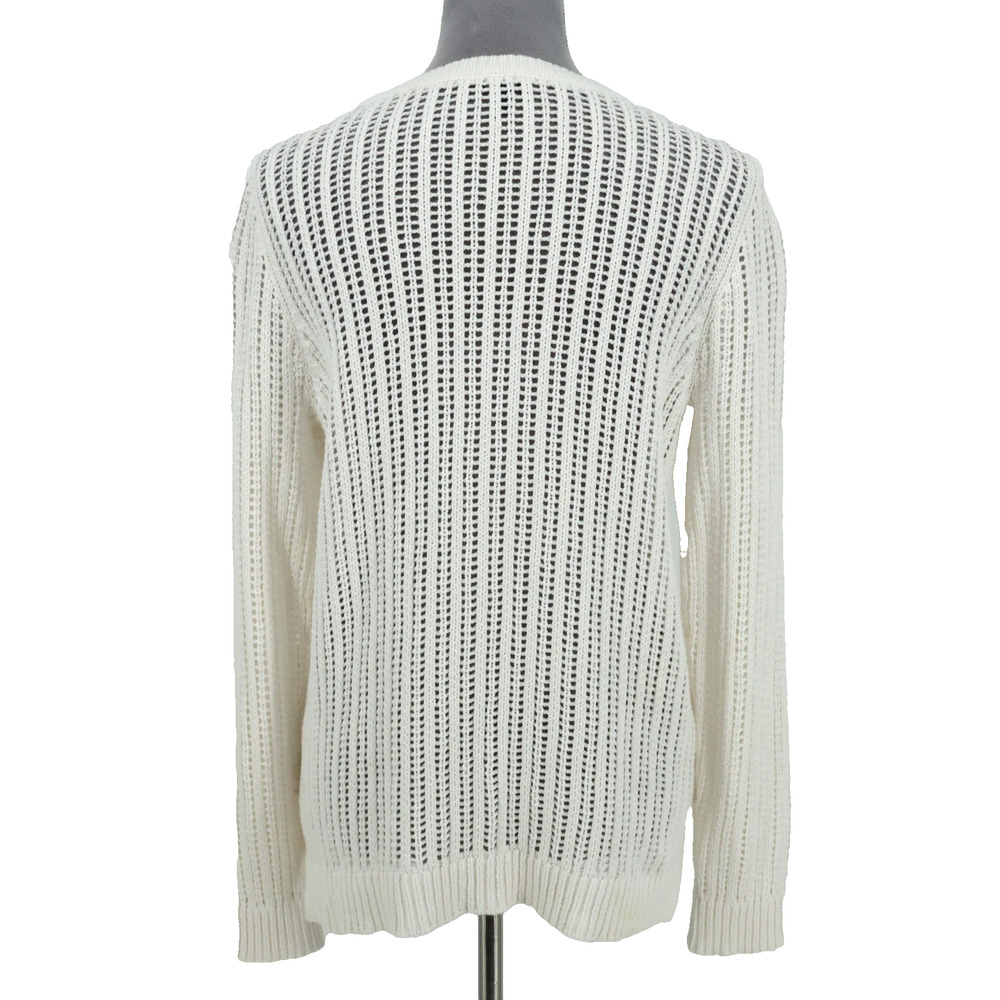 Talbots Sweater Womens Medium Ivory All Cotton Open Knit Tunic Pullover Coastal - Picture 2 of 11